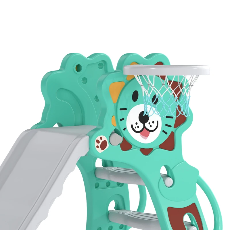 AIYAPLAY Baby Slide with Basketball Hoop, Climber, Easy to Assemble Kids Slide for Indoor Use, for Ages 18-36 Months - Blue
