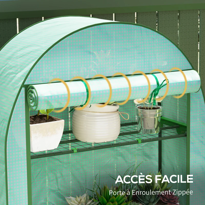 Outsunny Serre de jardin serre de balcon avec étagères à 4 niveaux, bâche en PE pour légumes, plantes,105 x 45 x 160 cm, vert