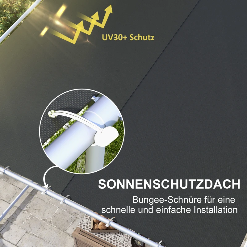 Outsunny Mobiele Paviljoen met Wielen, Inclusief Zandzakken, Metalen Frame, 3x3m, Grijs