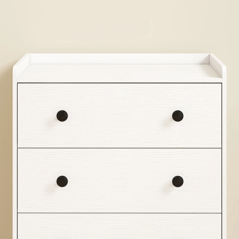 HOMCOM 4 Drawer Chest of Drawers, Modern Dresser for Bedroom, Storage Cabinet for Living Room Entryway, White Wood Effect