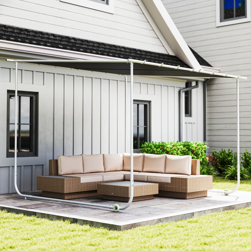Outsunny Mobiele Paviljoen met Wielen, Inclusief Zandzakken, Metalen Frame, 3x3m, Grijs