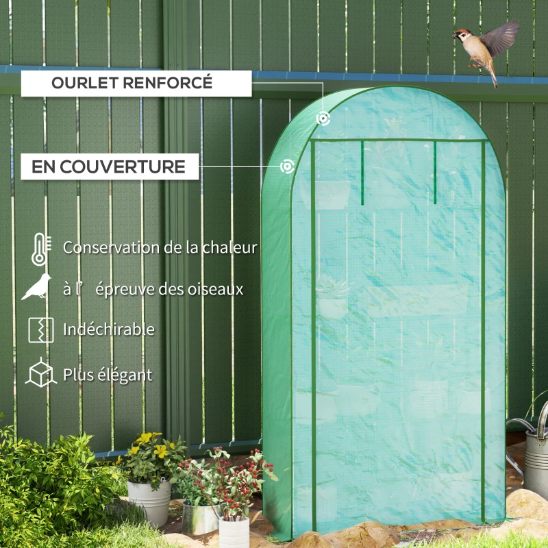 Outsunny Serre de jardin serre de balcon avec étagères à 4 niveaux, bâche en PE pour légumes, plantes,105 x 45 x 160 cm, vert