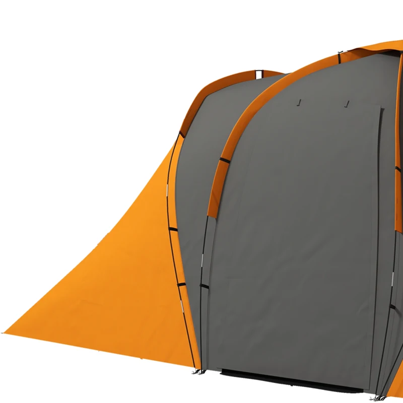 Outsunny Large Camping Tent Tunnel Tent with 2 Bedroom and Living Area, 2000mm Waterproof, Portable with Bag for 4 Man, Orange