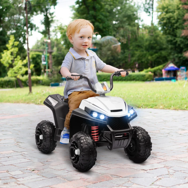 AIYAPLAY Elektro-Kinderquad, Licht & Musik, Federung, 5 km/h, 50 Min. Fahrzeit, für 3-5 Jahre, Weiß