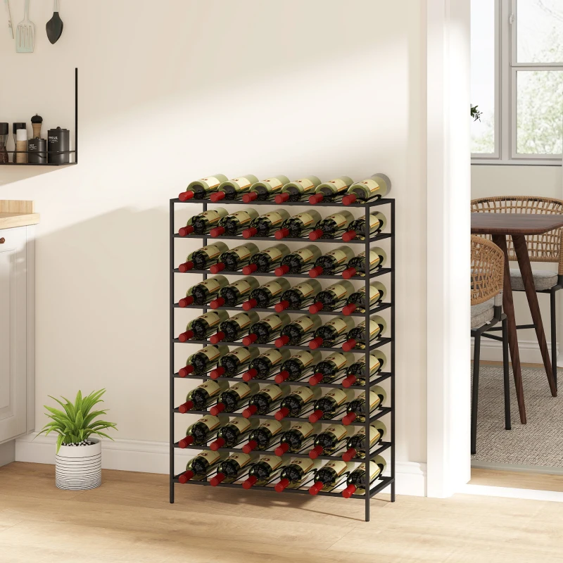 HOMCOM Étagère à vin rack pour bouteilles range-bouteilles capacité 54 bouteilles dim. 63L x 25l x 91H cm métal noir