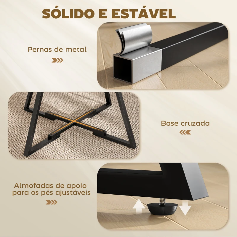 HOMCOM Mesa Redonda 100 cm para 4 Pessoas Mesa de Refeição de Estilo Industrial com Estrutura Metálica Preta