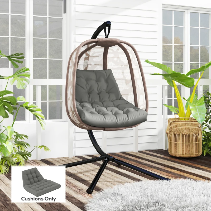 Outsunny Sitzkissen, Außensitzkissen für Hängekorb und Schaukelstühle, Outdoor-Polsterkissen, Grau