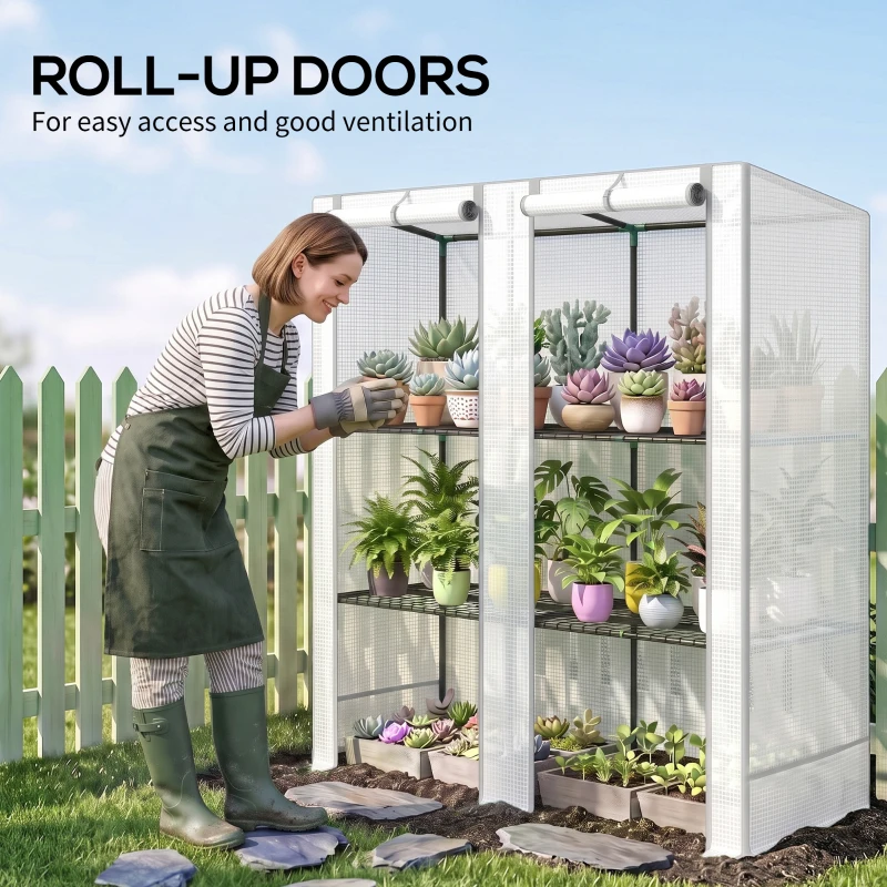 Outsunny Three-Tier Mini Greenhouse - White