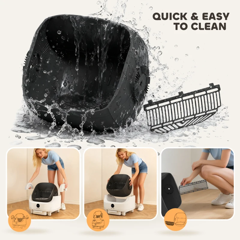 PawHut Self Cleaning Cat Litter Tray Top Opening Design, Automatic Litter Box More Space with Integrated Security Protection
