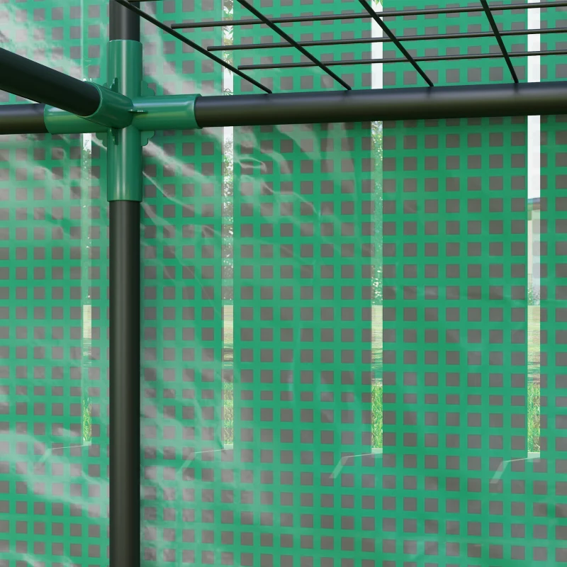 Outsunny Serre de jardin avec étagères métalliques à 3 niveaux serre de balcon couverture PE toit incliné 144 x 48 x 152 cm vert