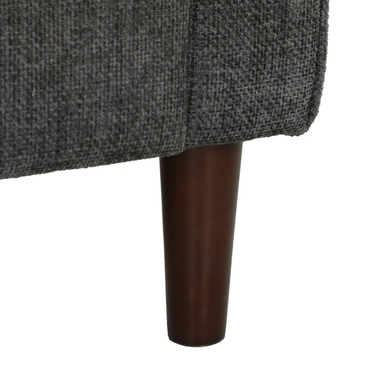 HOMCOM 3 Seater Sofa Button Tufted Upholstered Couch with Wood Legs for Living Room, Dark Grey