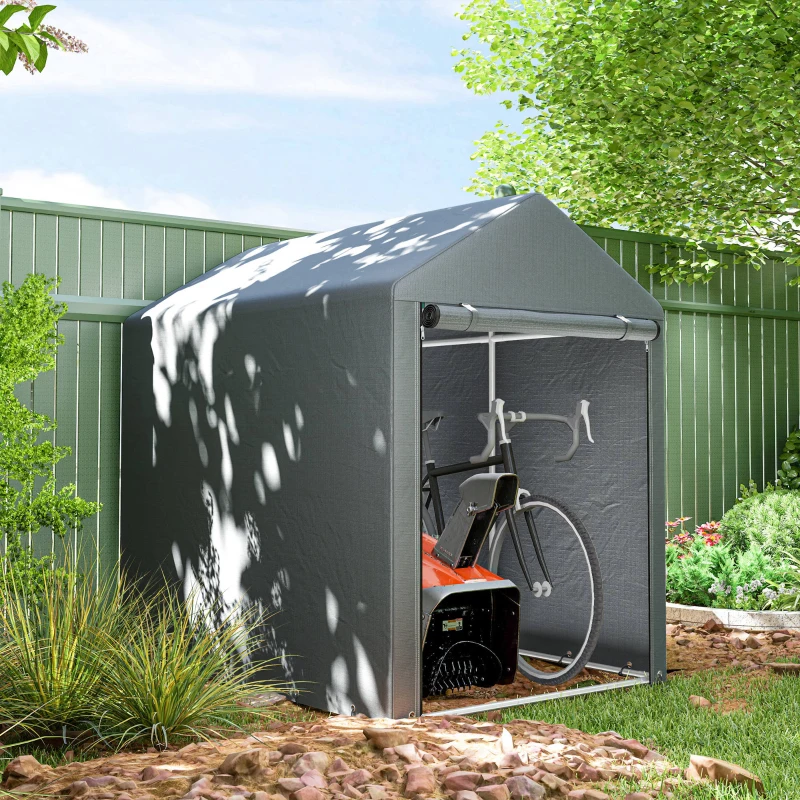 Outsunny Gartenschuppen, Lagerzelt, robust & wetterfest, Stahlrahmen, 1,2x1,8x1,6m, Dunkelgrau(m-2)