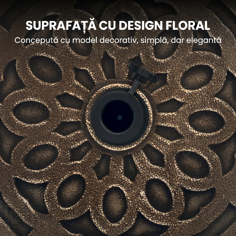 Outsunny Bază pentru Umbrelă din Rășină de 21 kg Rotundă cu Roți și Frâne, Bronz