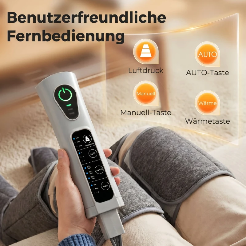 HOMCOM Beinmassager mit Wärme, Kompression, 3 Automodi & 3 Intensitäten, Fuß- und Wadenmassagegerät