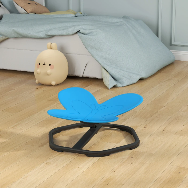 AIYAPLAY Sensorischer Drehstuhl für Kinder, Schmetterlings-Form, fördert Balance und Koordination, Kunststoff, Metall, Blau