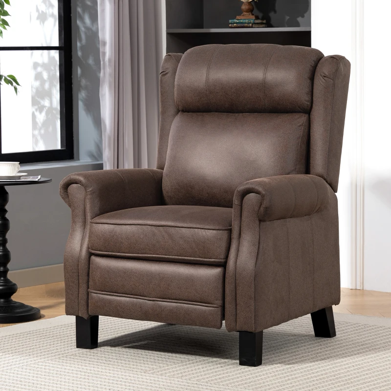 HOMCOM Sillón Relax Reclinable Manual hasta 155º Apertura Push con Reposapiés Respaldo Alto Acolchado Grueso Marrón