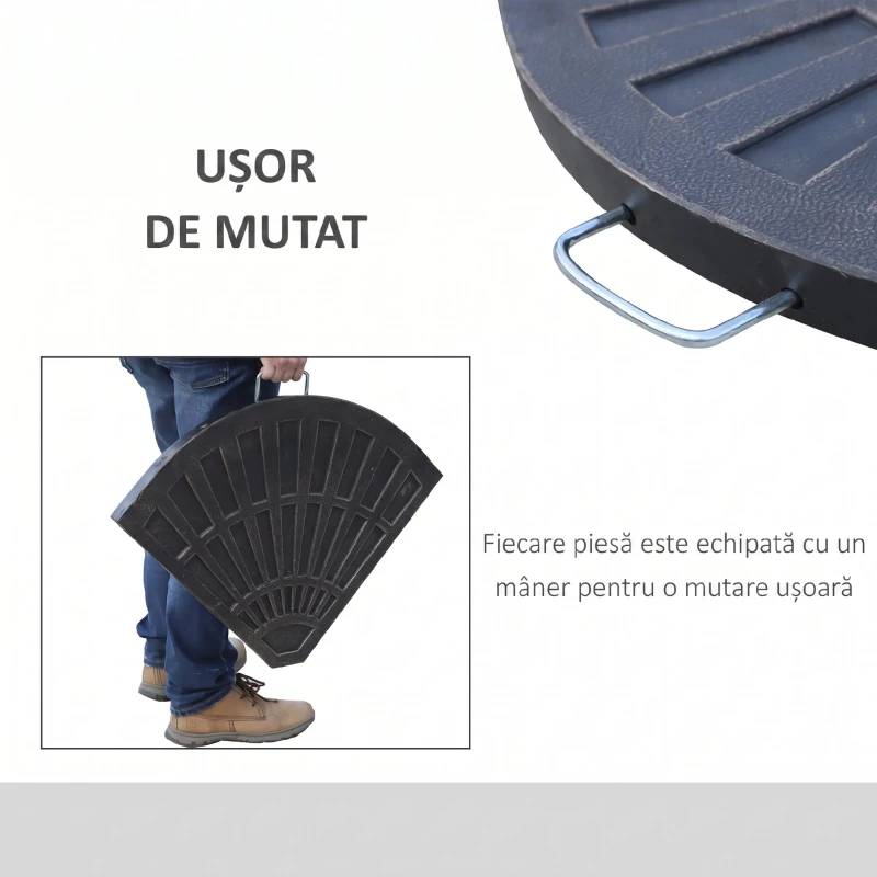 Outsunny Set de 2 Greutăți pentru Umbrelă cu Bază în Cruce, 28 kg, Design în Formă de Evantai, din Colofoniu, 66x47x4.2 cm, Bronz