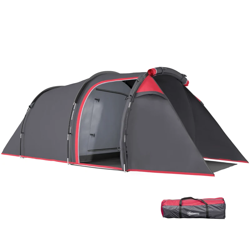 Outsunny Campingtent, Pop-up tent voor 2-3 personen, Voortent & Slaapgedeelte, Waterdicht, 426 x 206 x 154 cm, Grijs