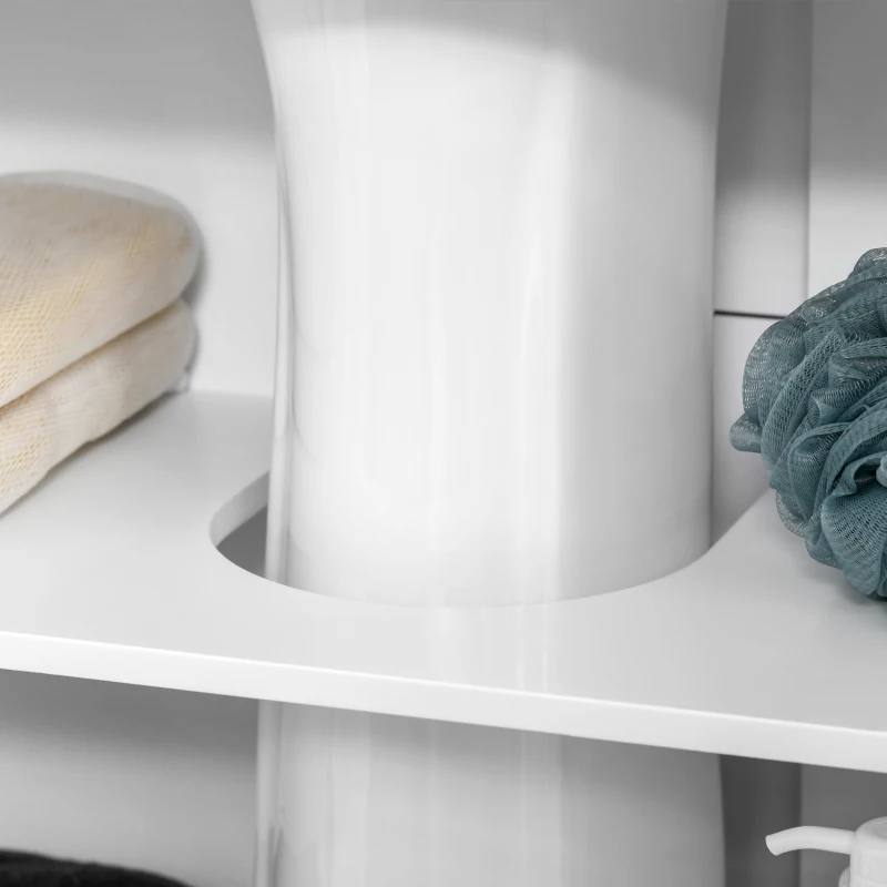 kleankin Mueble para Debajo del Lavabo Armario Baño de Suelo de Madera con 2 Puertas Ventiladas y Estante Ajustable Interior Moderno 60x30x60 cm Blanco