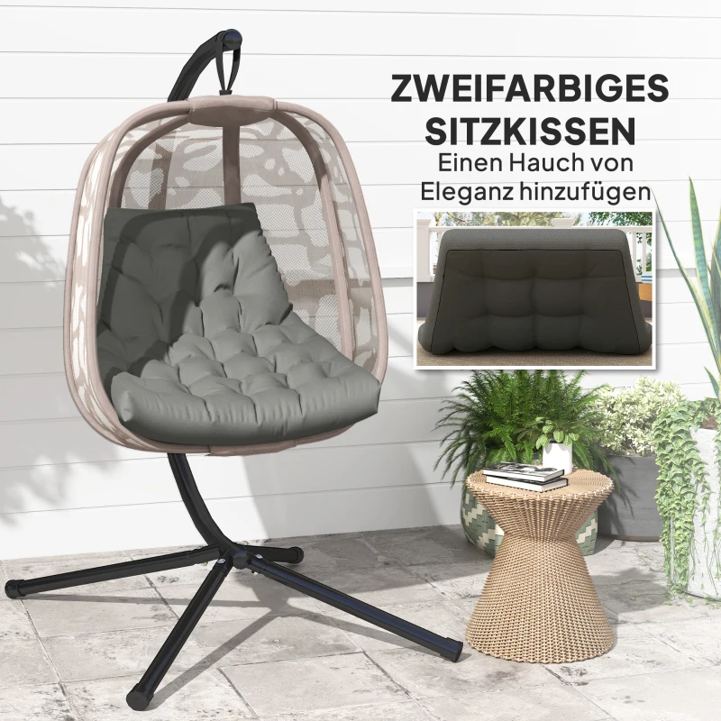 Outsunny Zitkussen, Buitenzitkussen voor Hangstoel en Schommelstoel, Outdoor Kussen, Grijs
