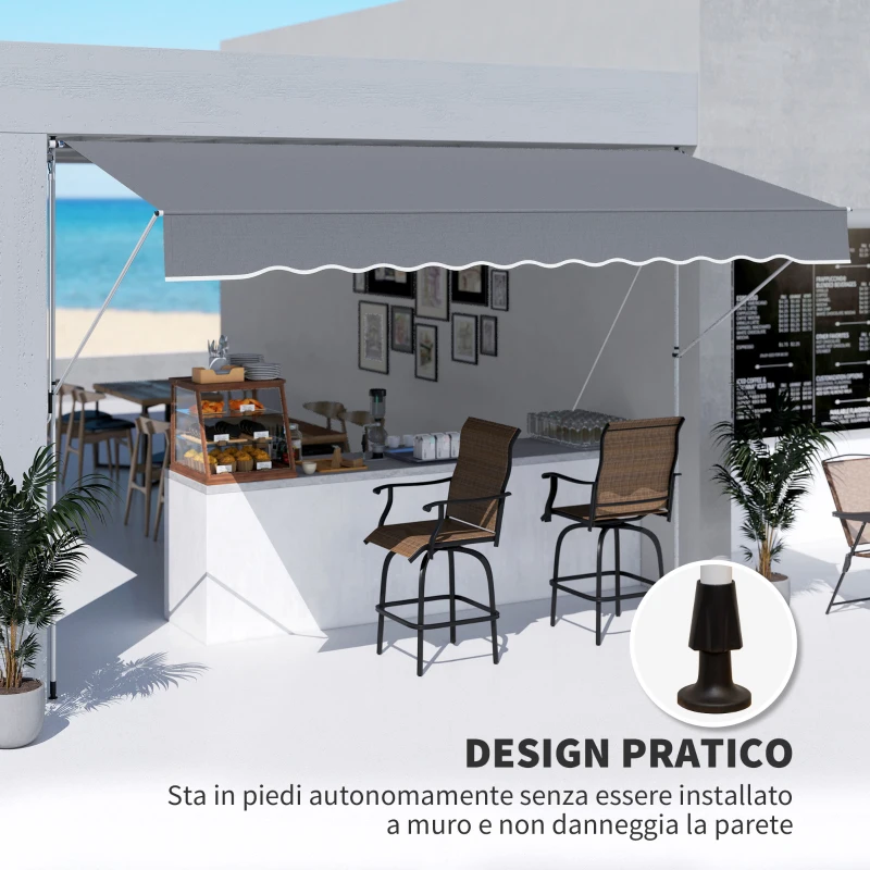 Outsunny Tenda da Sole a Bracci Avvolgibile con Manovella e Struttura Telescopica, 4x1.2m, Grigio