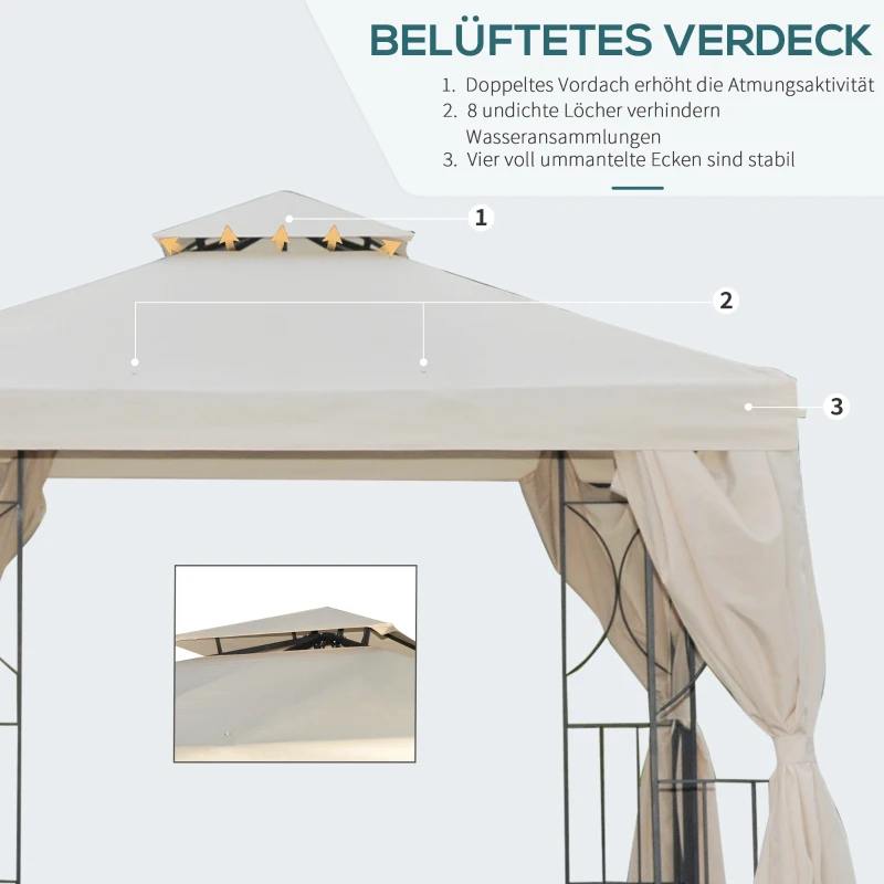Outsunny tuinhuisje 295cm x 295cm x 270cm