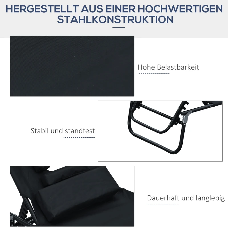 Outsunny ligbed met leesgat 190 cm x 56 cm x 28 cm, zwart