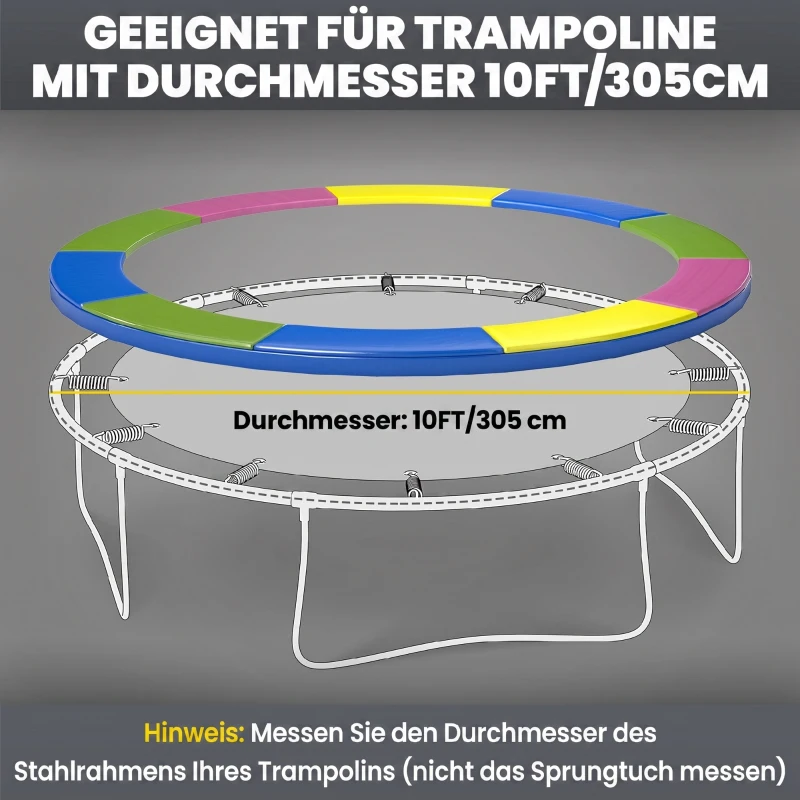 SPORTNOW Ersatz-Randabdeckung für Trampoline, wasserfest, reißfest, Ø305 cm, bunt