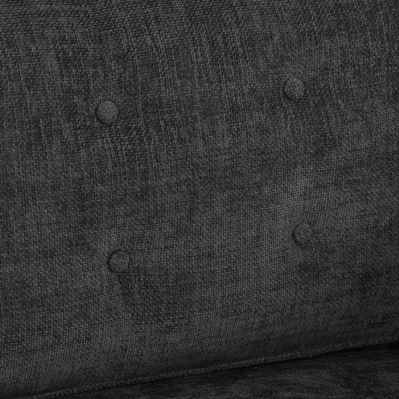 HOMCOM 3 Seater Sofa Button Tufted Upholstered Couch with Wood Legs for Living Room, Dark Grey
