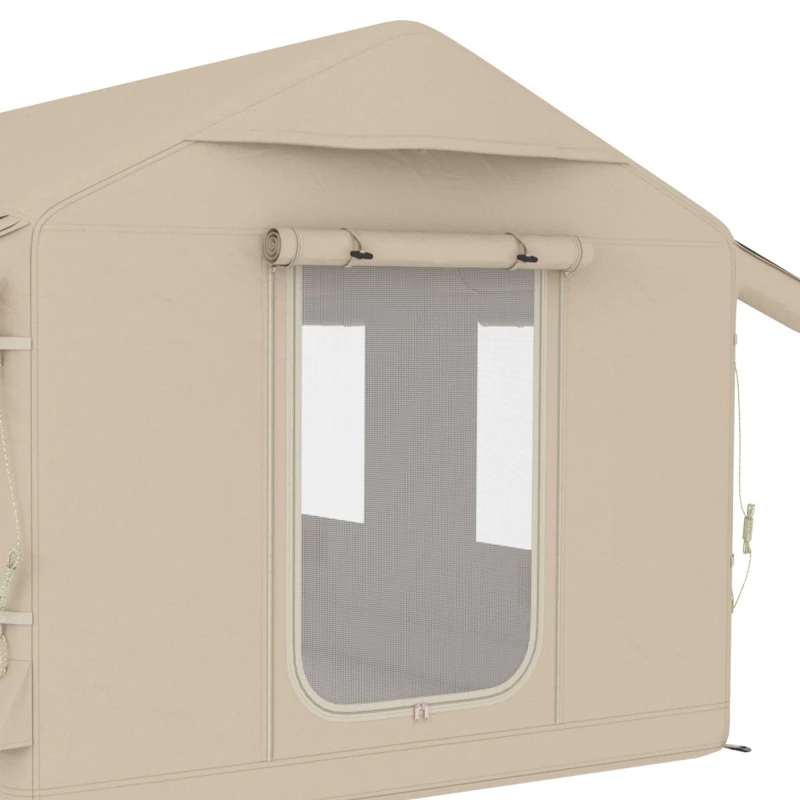 Outsunny Inflatable Tents Waterproof Glamping Tent with Stove Jack for 6-8 Person