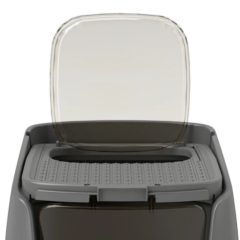 PawHut Large Stainless Steel Litter Box, Enclosed Metal Cat Litter Tray with Scoop, Deodoriser Bag, Front-Entry and Top-Exit