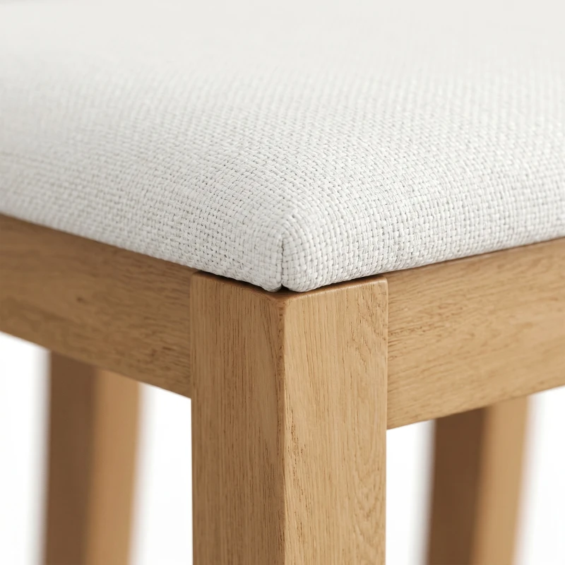 HOMCOM Lot de 2 chaises de salle à manger, chaises de cuisine avec assise rembourrée, dossier effet rotin, crème et chêne