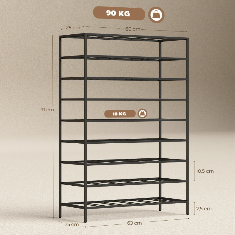 HOMCOM Étagère à vin rack pour bouteilles range-bouteilles capacité 54 bouteilles dim. 63L x 25l x 91H cm métal noir