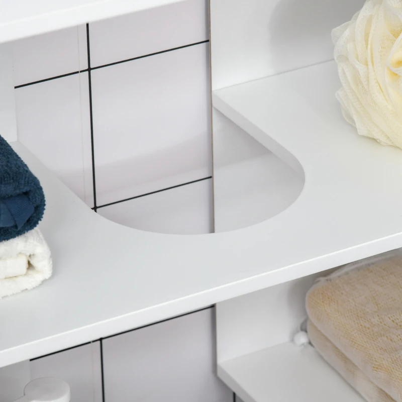 kleankin Mueble para Debajo del Lavabo Armario Baño de Suelo de Madera con 2 Puertas Ventiladas y Estante Ajustable Interior Moderno 60x30x60 cm Blanco