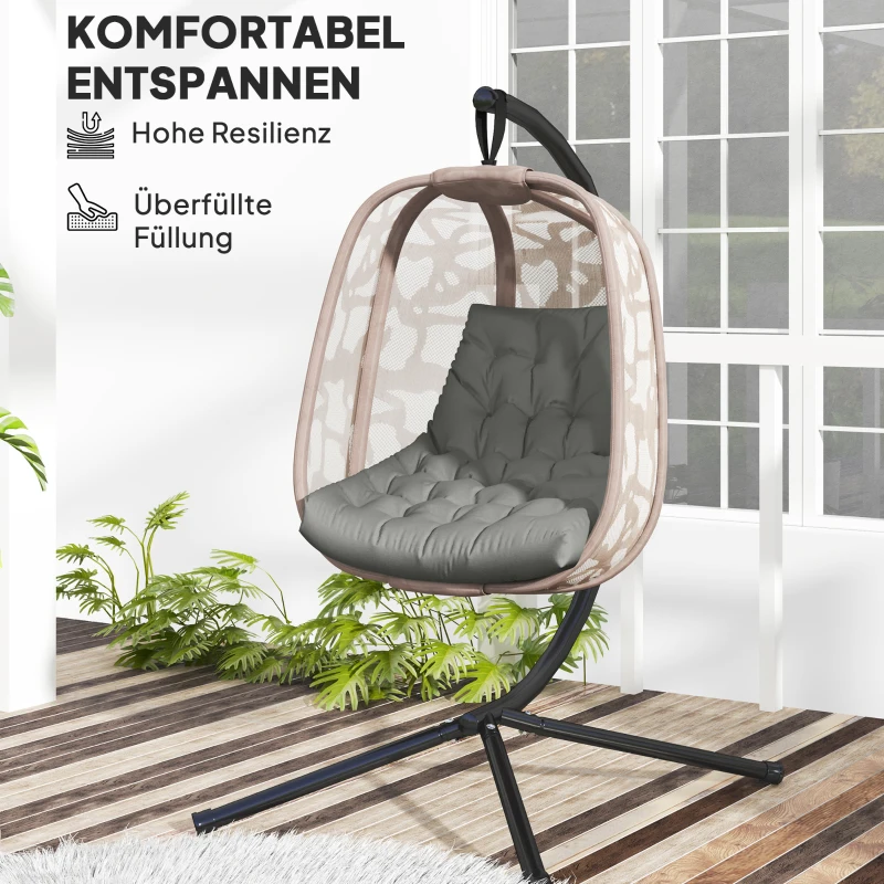 Outsunny Zitkussen, Buitenzitkussen voor Hangstoel en Schommelstoel, Outdoor Kussen, Grijs