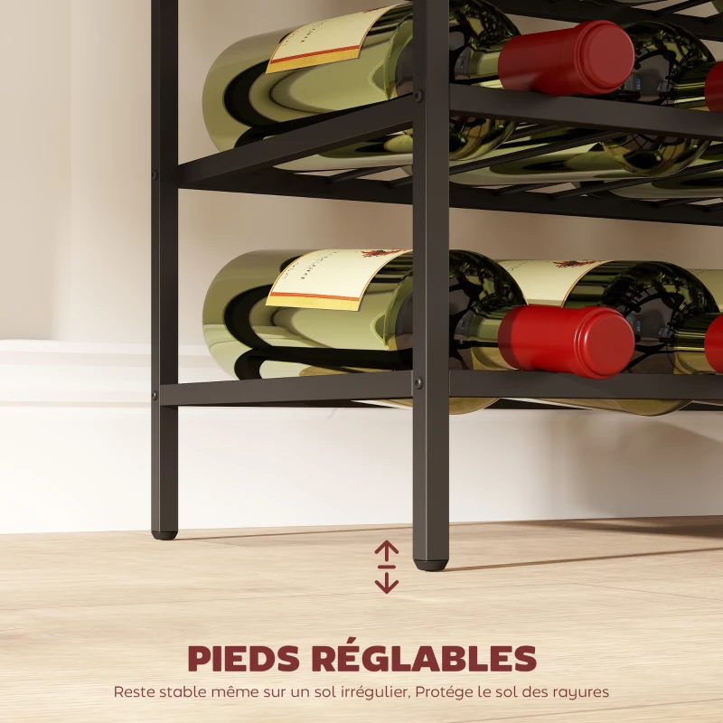 HOMCOM Étagère à vin rack pour bouteilles range-bouteilles capacité 54 bouteilles dim. 63L x 25l x 91H cm métal noir