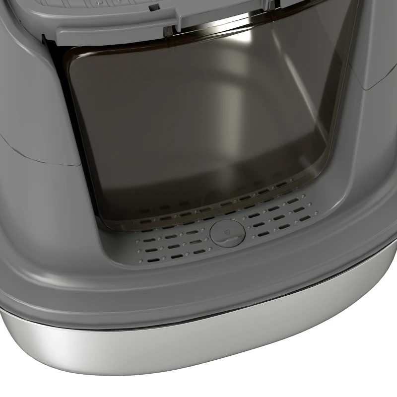 PawHut Large Stainless Steel Litter Box, Enclosed Metal Cat Litter Tray with Scoop, Deodoriser Bag, Front-Entry and Top-Exit