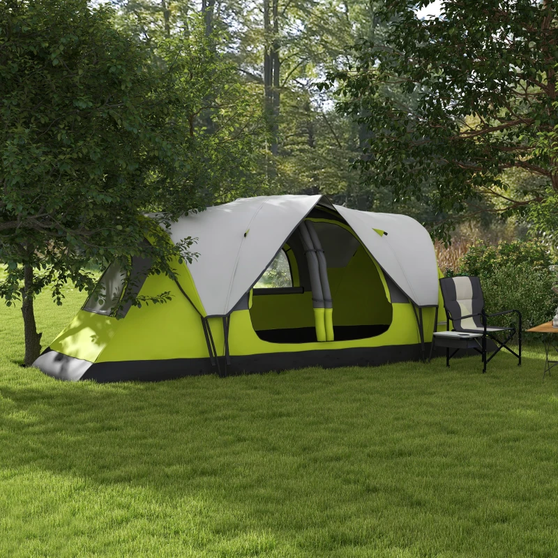 Outsunny Camping Tent for 6 Man with 2000mm Water Resistant Rainfly and Carry Bag for Fishing Hiking Festival, Yellow