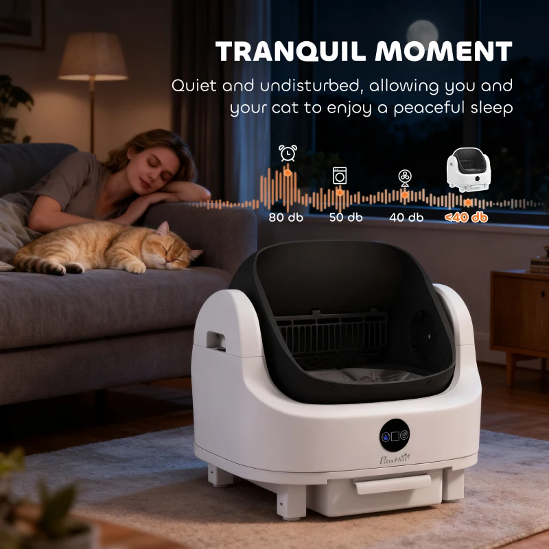 PawHut Self Cleaning Cat Litter Tray Top Opening Design, Automatic Litter Box More Space with Integrated Security Protection