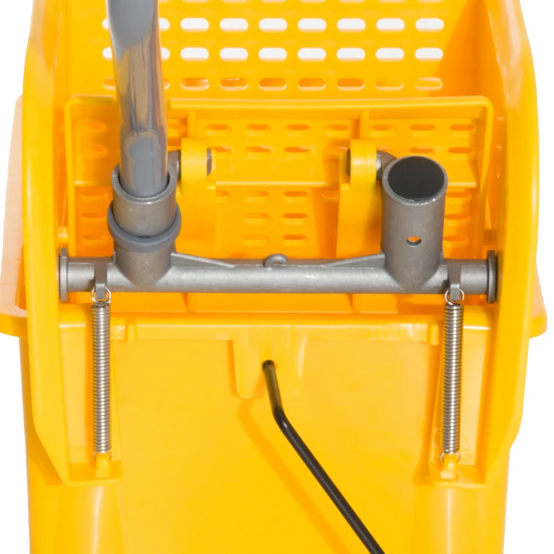 HOMCOM Schoonmaakwagen, verrijdbare emmer, schoonmaakemmer, 20 liter dweilwagen met pers, 2 bakken, geel