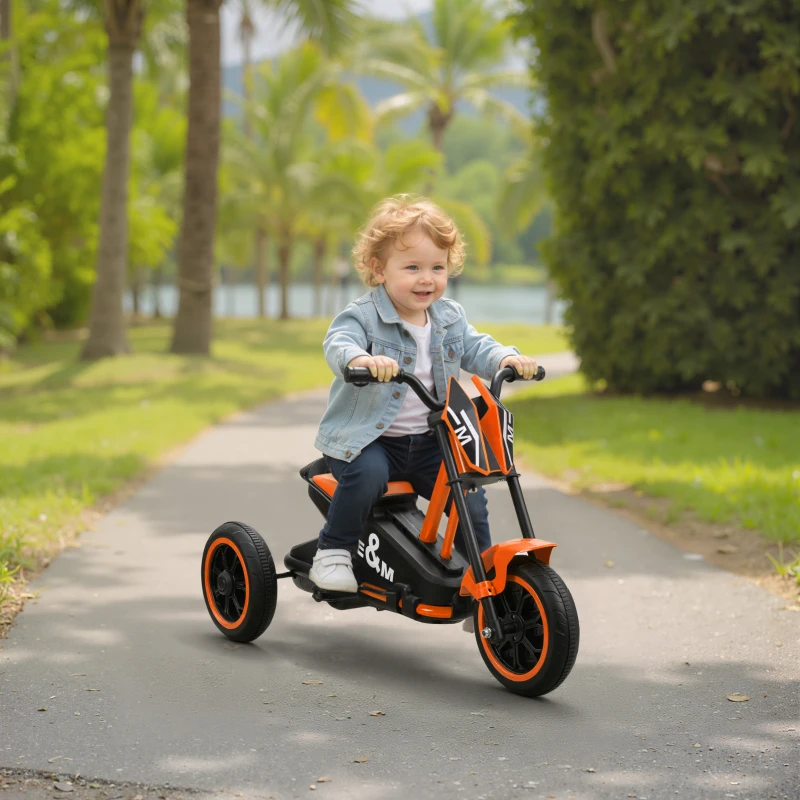 AIYAPLAY Dreirad, Kinderfahrrad, Laufrad, Kinderrad mit Pedal, Lauffahrrad für Kinder 18-36 Monaten, Stahl, 79x44x50 cm, Orange