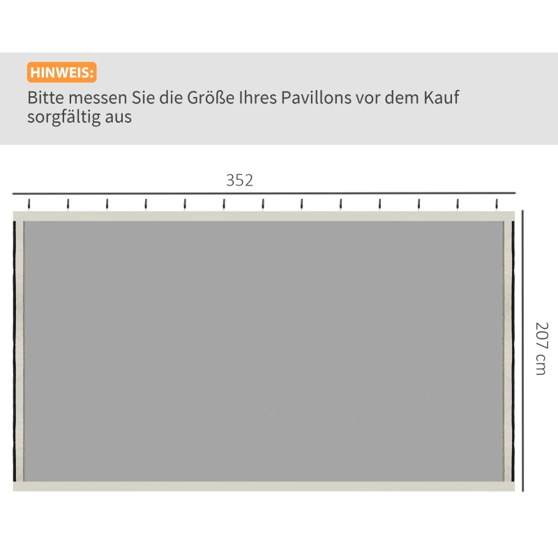 Outsunny Vervangend muggennet voor 3 x 4 m tuinpaviljoens, vliegengaas, met ritsen, polyester, zwart