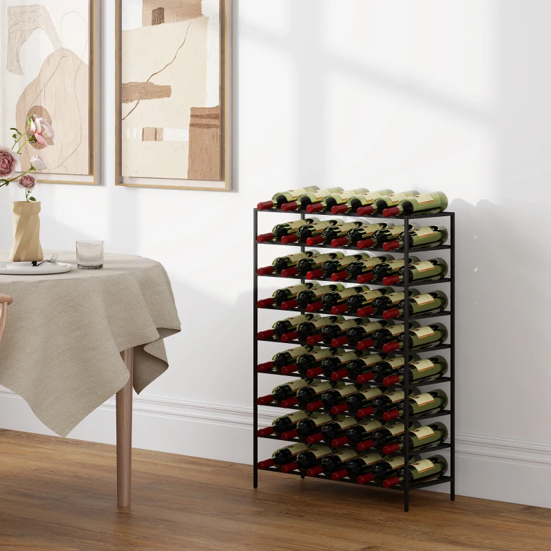 HOMCOM Étagère à vin rack pour bouteilles range-bouteilles capacité 54 bouteilles dim. 63L x 25l x 91H cm métal noir