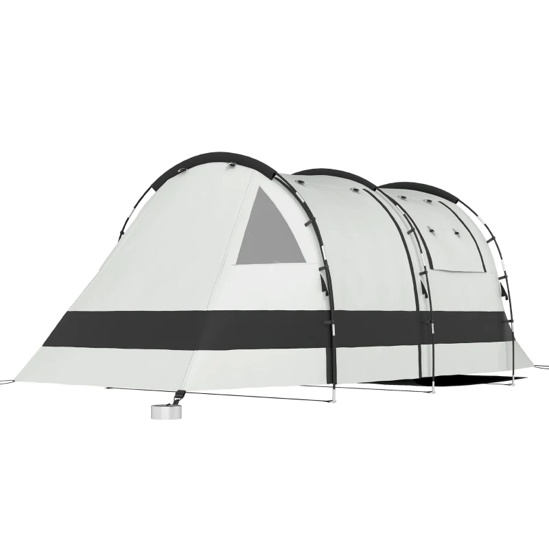 Outsunny Camping Tent, 3 Man Blackout Tent with Bedroom and Living Room, Portable with Bag, for Fishing Hiking Festival, Khaki