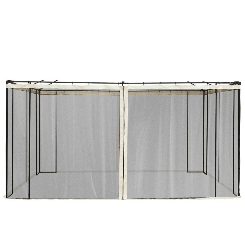 Outsunny Vervangend muggennet voor 3 x 4 m tuinpaviljoens, vliegengaas, met ritsen, polyester, zwart
