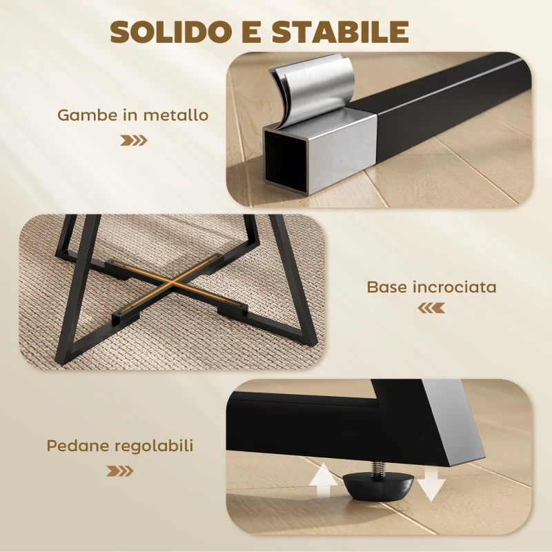 HOMCOM Tavolo da pranzo 4 posti, 100 cm rotondo, cucina industriale, ripiano portaoggetti, marrone rustico.