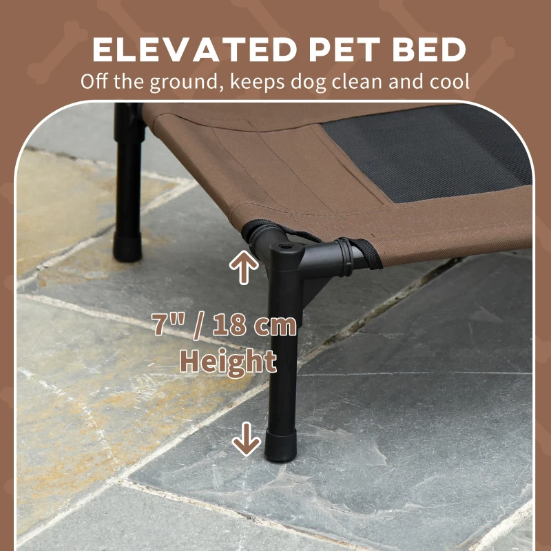 PawHut Brandina per Cani Rialzata e Traspirante con Tetto Rimovibile, in Metallo e Tessuto Oxford, 61x46x62 cm, Marrone