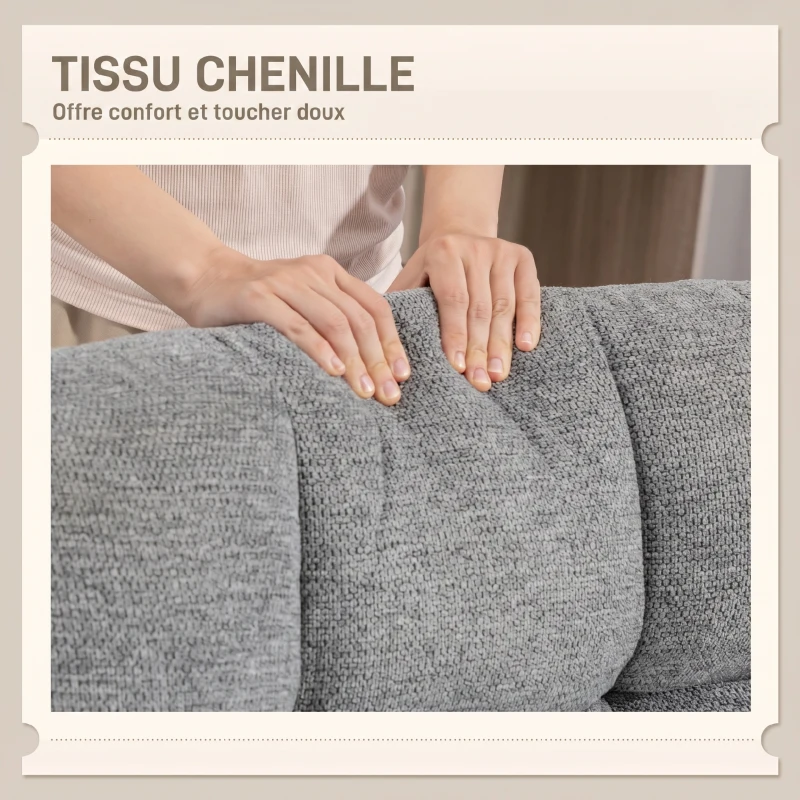 HOMCOM Fauteuil salon sans accoudoirs, chaise pivotante en tissu chenille imperméable, assise large, 75 x 95 x 90 cm, gris(m-7)