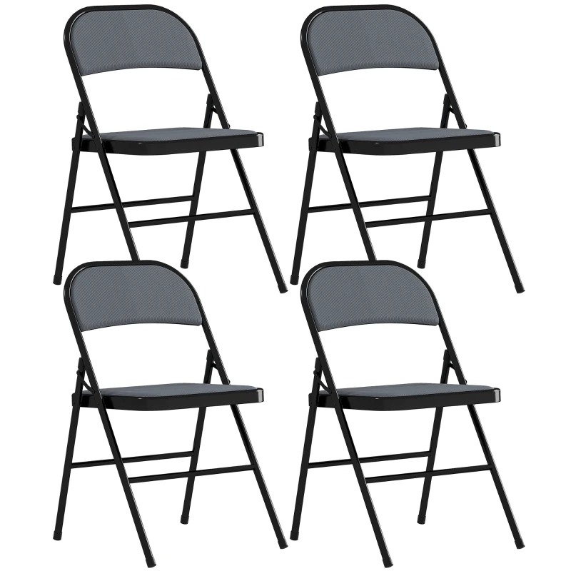 HOMCOM Lot de 4 chaises pliantes chaises de salle à manger portables cadre en acier 45 x 46 x 78 cm gris