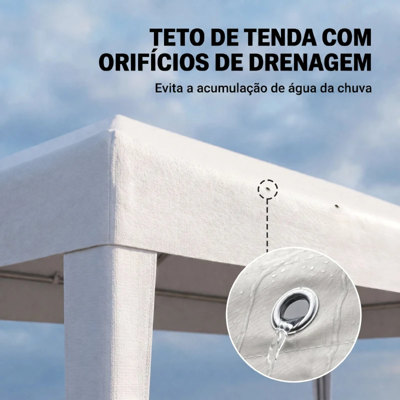Outsunny Tenda para Festas com 4 Paredes Laterais 2 Janelas e Estrutura de Aço 585x295x255 cm Branco